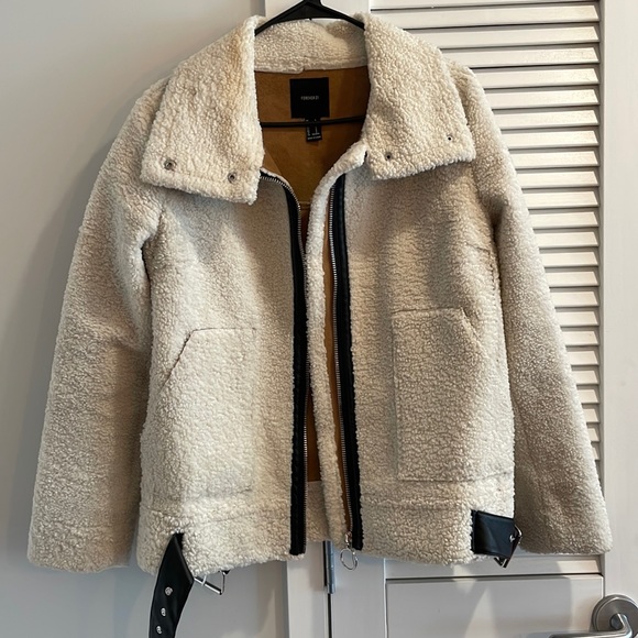 Jackets & Blazers - White teddy with buckle